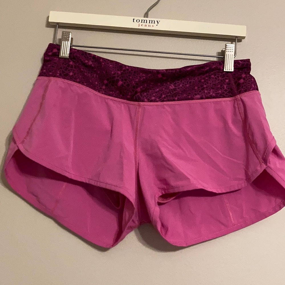 lululemon athletica Pink Athletic Shorts with Plum Waistband